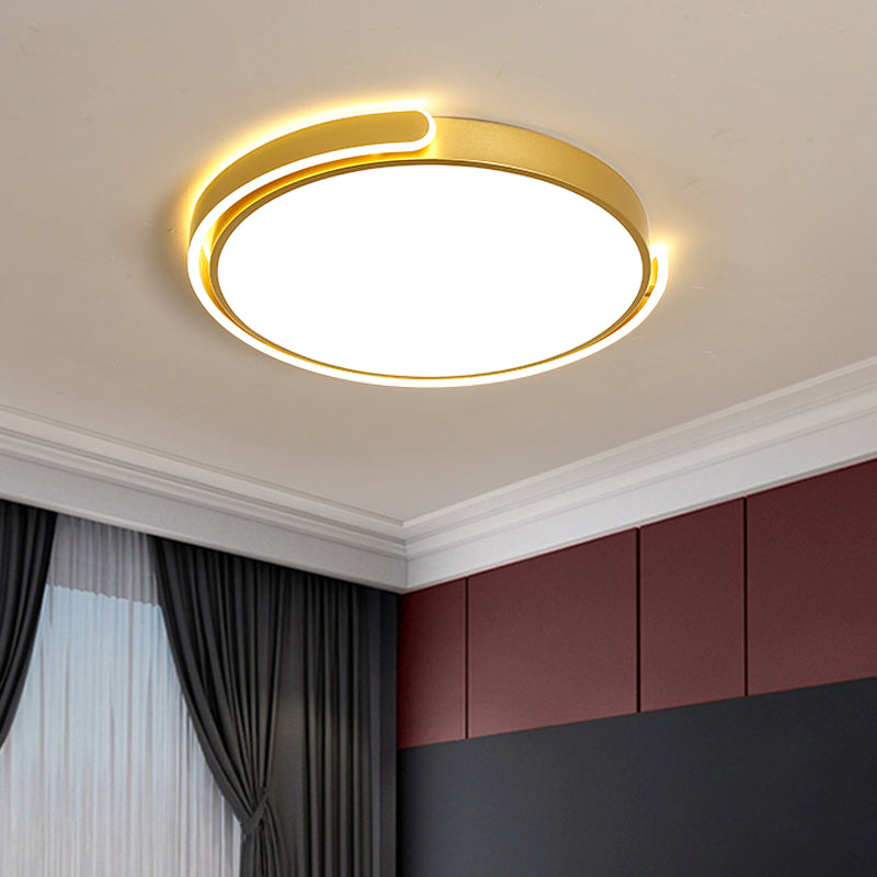 Lampada da soffitto a LED Simplicity Nero/Bianco/Oro Rotondo con montaggio ad incasso con paralume in acrilico, luce calda/bianca