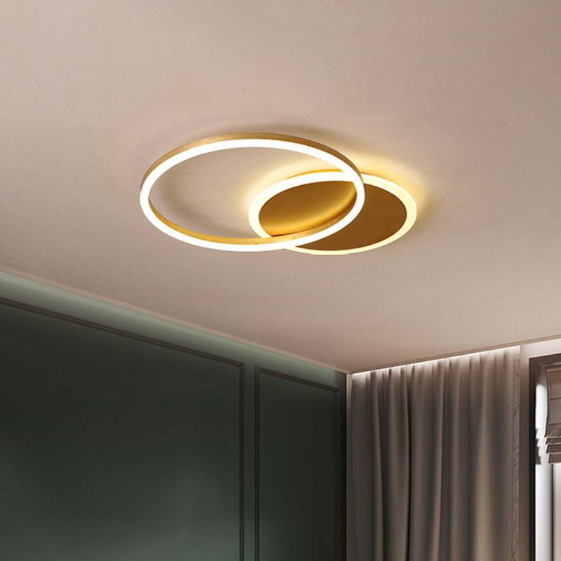 Modernist 2/3/5-Head LED Flushmount Gold Hoop Flush Mount Ceiling Light with Acrylic Shade, Warm/White Light