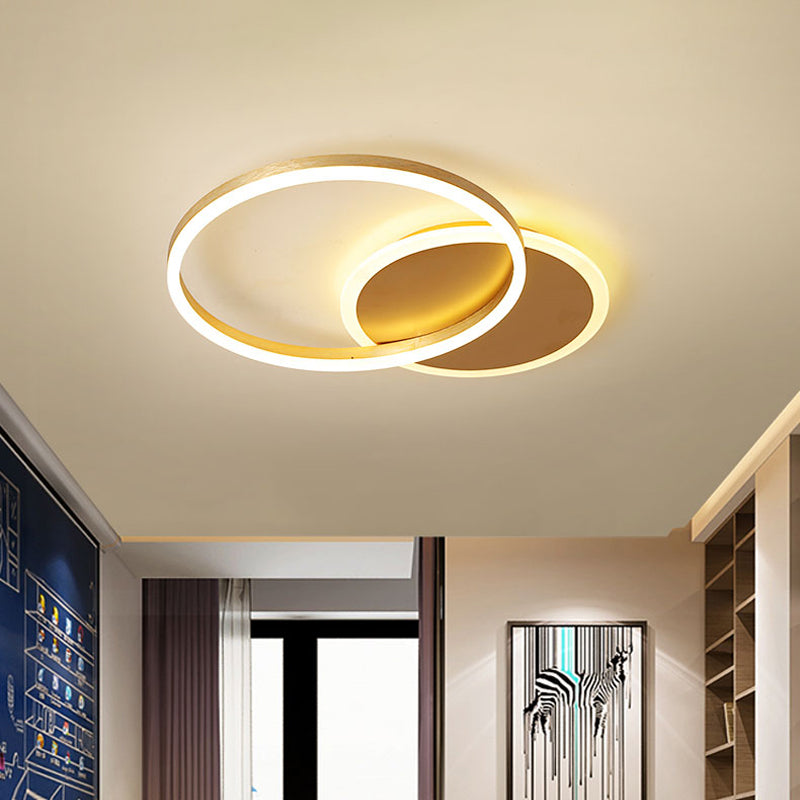 Modernist 2/3/5-Head LED Flushmount Gold Hoop Flush Mount Ceiling Light with Acrylic Shade, Warm/White Light