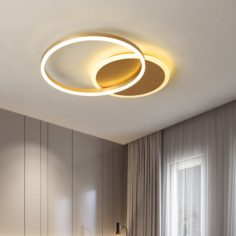 Modernist 2/3/5-Head LED Flushmount Gold Hoop Flush Mount Ceiling Light with Acrylic Shade, Warm/White Light