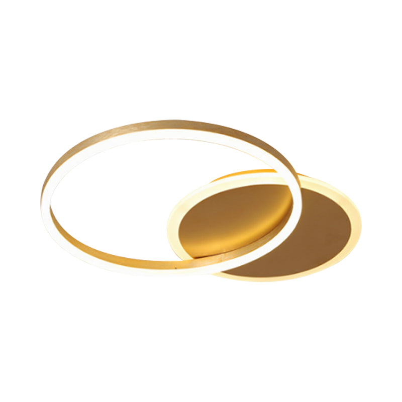 Modernist 2/3/5-Head LED Flushmount Gold Hoop Flush Mount Ceiling Light with Acrylic Shade, Warm/White Light