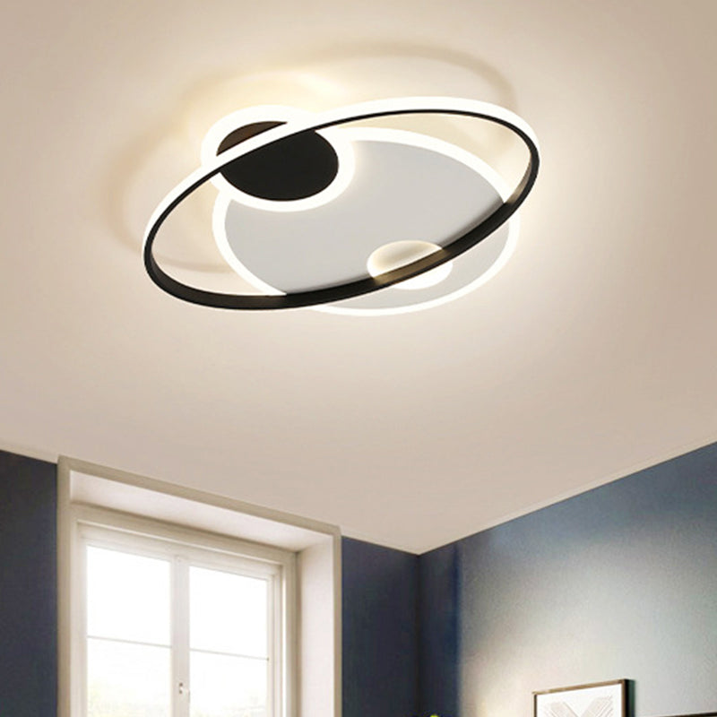 Black and White Orbit Flushmount Modern 19"/23.5" Wide LED Acrylic Flush Mount Ceiling Light in Warm/White Light