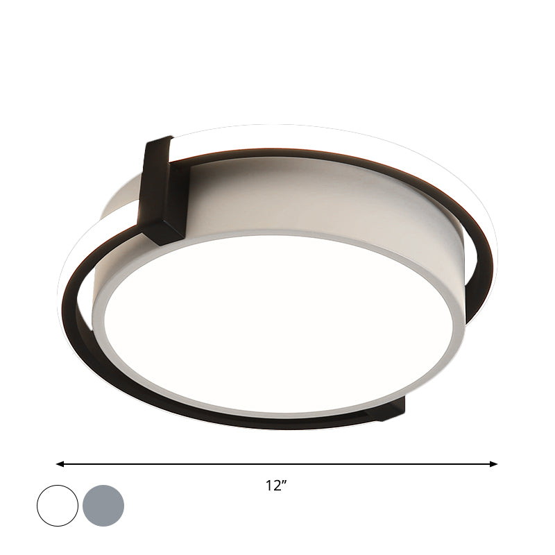 12"/16"/19.5" W Dorm Room LED Flushmount Minimalist Grey/White Flush Mount Ceiling Light with Round Acrylic Shade