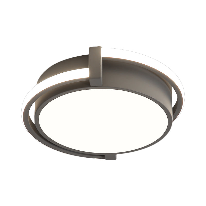 12"/16"/19.5" W Dorm Room LED Flushmount Minimalist Grey/White Flush Mount Ceiling Light with Round Acrylic Shade