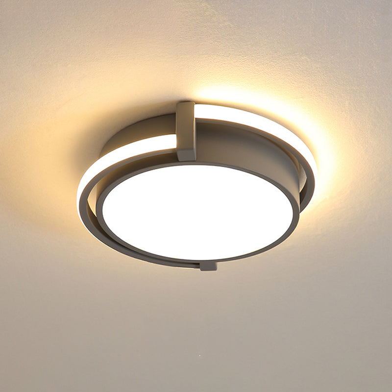 12"/16"/19.5" W Dorm Room LED Flushmount Minimalist Grey/White Flush Mount Ceiling Light with Round Acrylic Shade