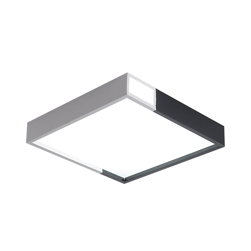 Minimalist Integrated LED Flush Light Black-White Splicing Round/Square/Rectangle Ceiling Mount Lamp with Acrylic Shade, Warm/White Light