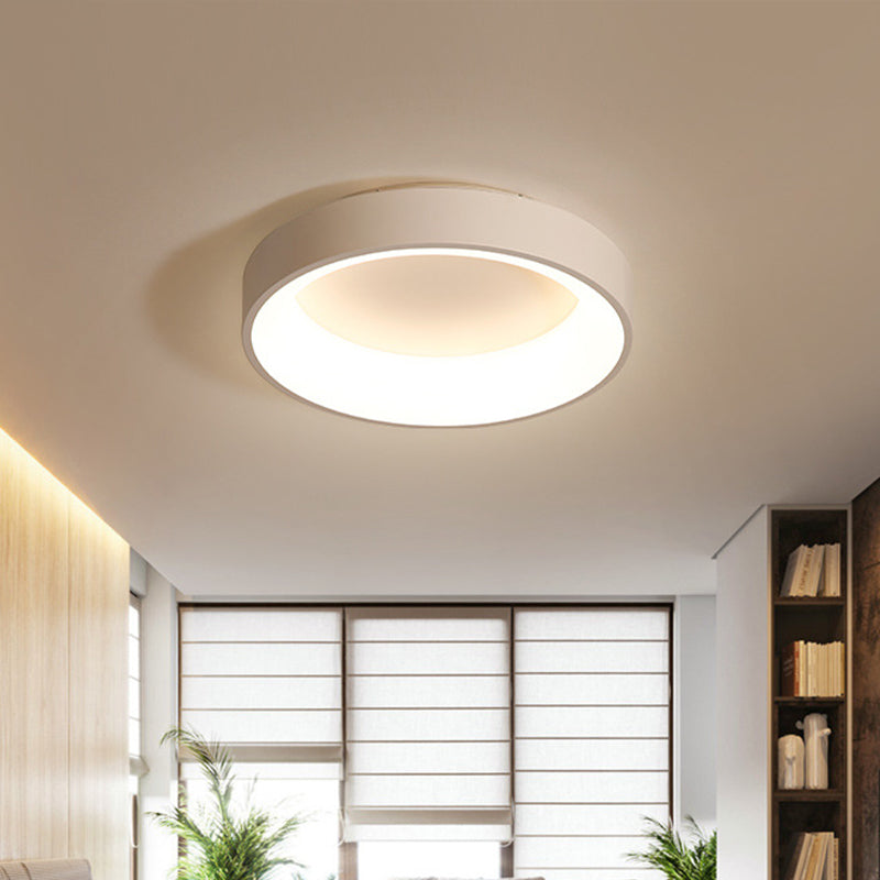Circular Iron Flush Ceiling Light Nordic Grey/White LED Flushmount Lighting for Bedroom, 18"/23.5" Dia