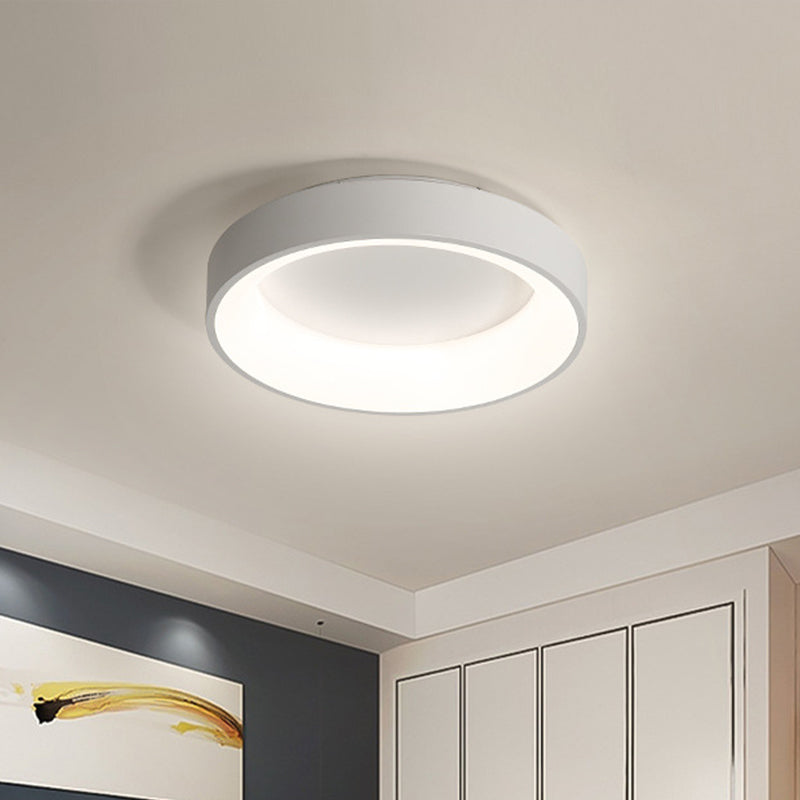 Circular Iron Flush Ceiling Light Nordic Grey/White LED Flushmount Lighting for Bedroom, 18"/23.5" Dia