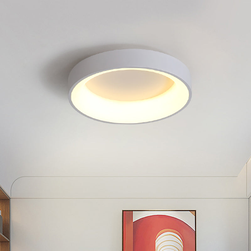 Circular Iron Flush Ceiling Light Nordic Grey/White LED Flushmount Lighting for Bedroom, 18"/23.5" Dia