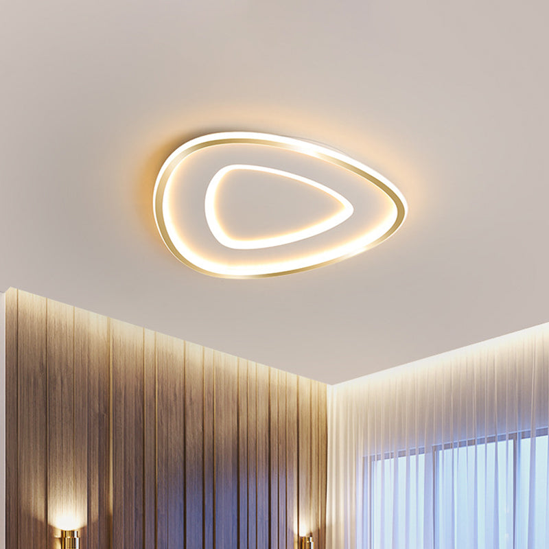 Extra Thin Star/Square/Triangle Flush Light Contemporary Metal Polished Gold LED Ceiling Mount Lamp for Baby Room
