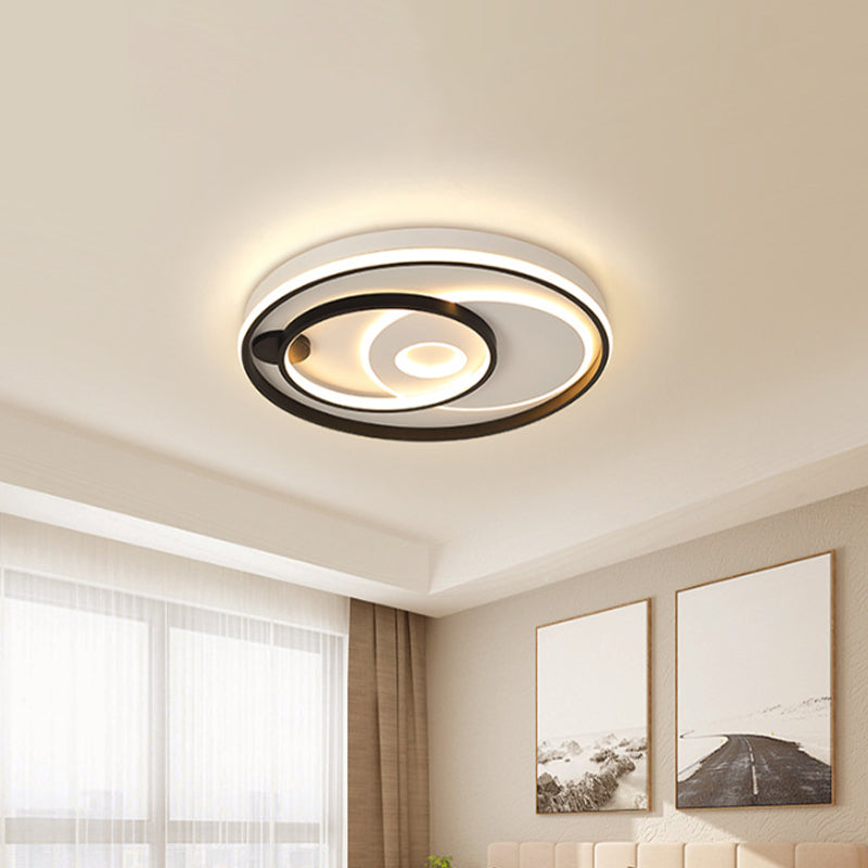 Modern Style LED Ceiling Light Black Layered Round/Square/Rectangle Flush Mount Lamp with Acrylic Shade, Warm/White Light
