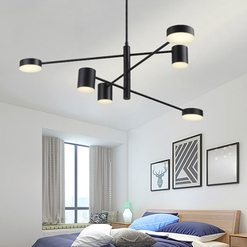 3/4 Tiered Chandelier Light Fixture Contemporary Metal 6/8 Lights Black/Gold Hanging Pendant for Bedroom