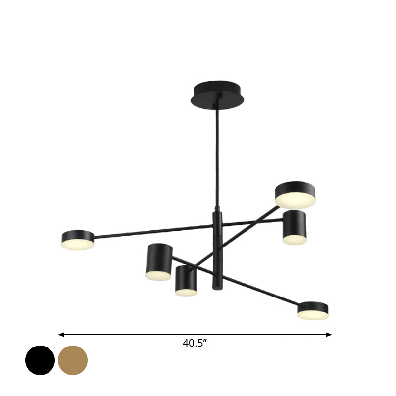 3/4 lámpara de lámpara de lámpara de 3/4 metal contemporáneo 6/8 luces negras/colgantes colgantes de oro para dormitorio