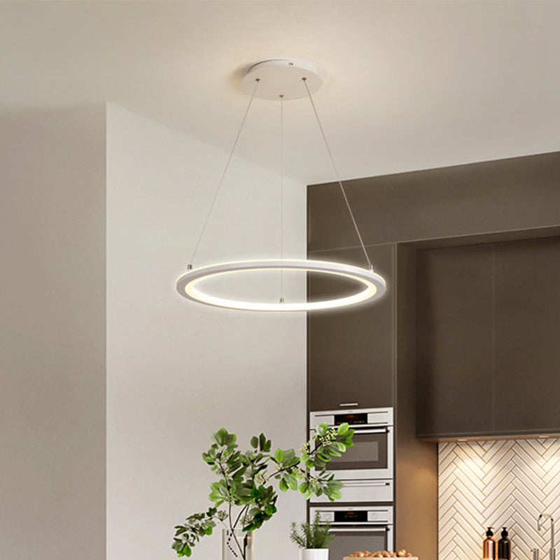 Lampada a ciondolo a ciondolo cucina circolare Acrilico LED Minimalista LED in bianco, larghezza 16 "/19.5" /31,5 "