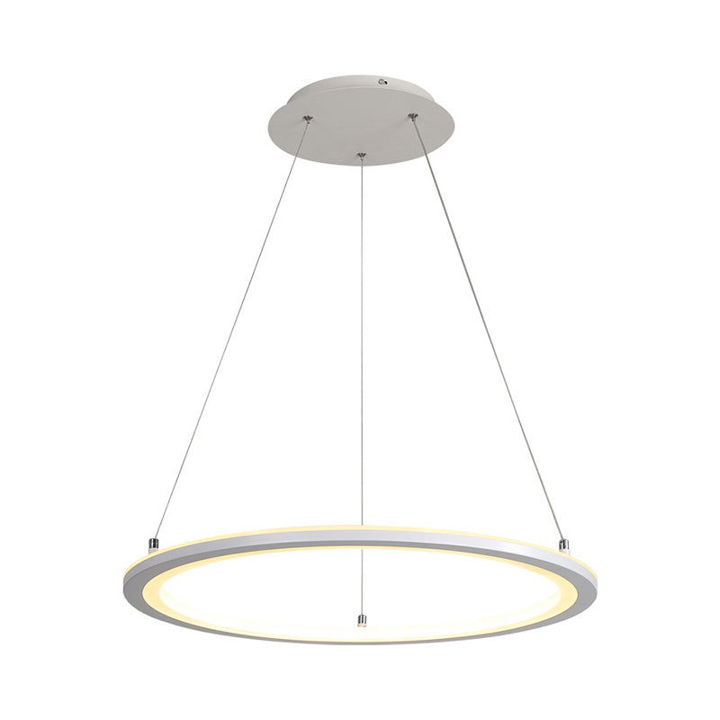 Lampada a ciondolo a ciondolo cucina circolare Acrilico LED Minimalista LED in bianco, larghezza 16 "/19.5" /31,5 "