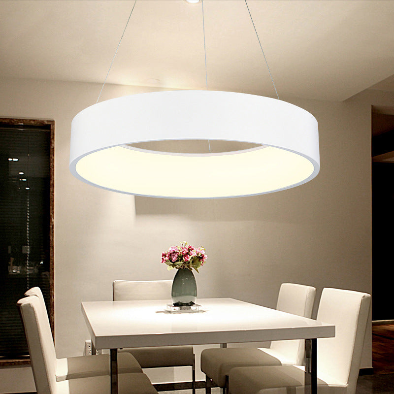 Minimalistic LED Pendant Chandelier Grey/White Circle Ceiling Hang Light with Acrylic Shade, 18"/23.5" W