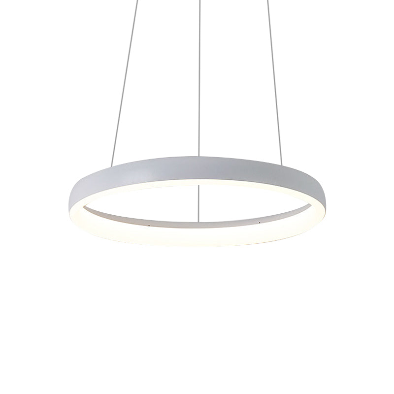 1/2/3-Layered Circle Chandelier Nordic Metallic Dining Room LED Ceiling Pendant Light in White