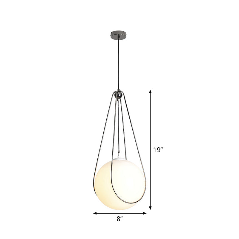 8 "/10"/12 "brede traanhanglicht Modern wit balglas 1 lichte nikkelafwerking Pendulumlicht voor restaurant