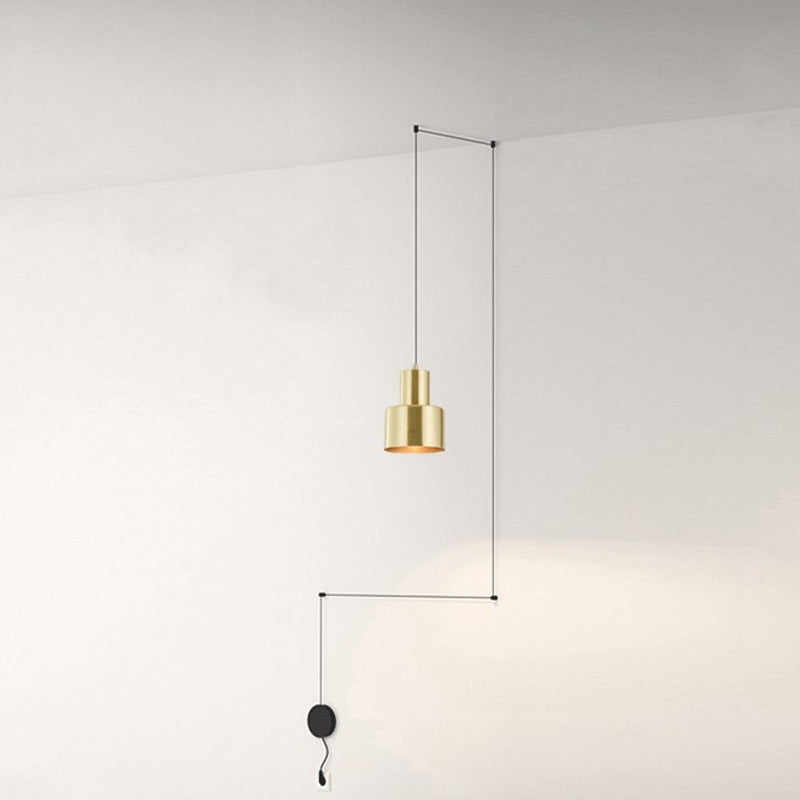 Gouden handgranaat plafond hanger postmodern 1 kop metalen lineaire hangende lamp voor slaapkamer