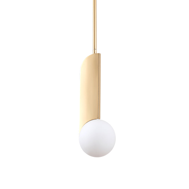 Creative Postmodern Ball Pendant Lamp Cream Glass 1/3-Bulb Dining Table Suspension Light in Gold
