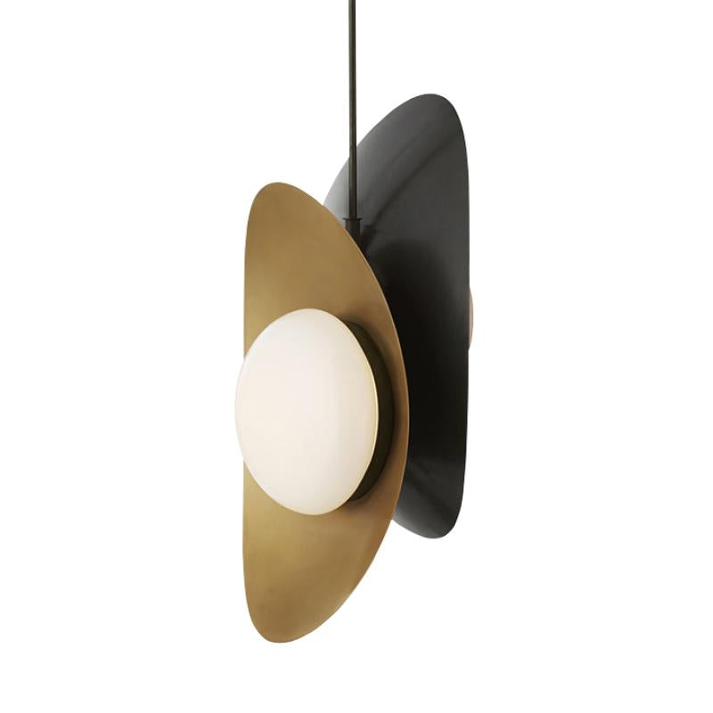 Designer Pebble Pendant Light Kit Opal Frosted Glass 2 Lights Postmodern Style Hanging Light in Black-Gold/Gold