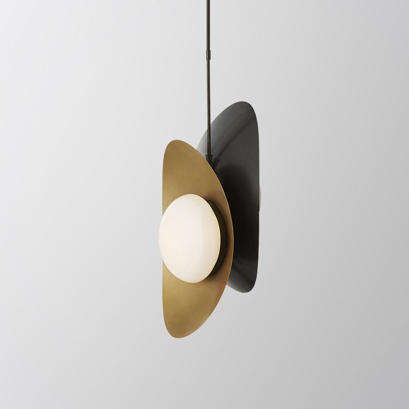 Designer Pebble Pendant Light Kit Opal Frosted Glass 2 Lights Postmodern Style Hanging Light in Black-Gold/Gold