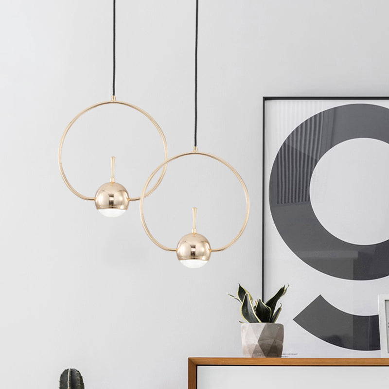 Minimalist LED Pendant Ceiling Light Rose Gold Round/Triangle/Rectangle Down Lighting with Dome Acrylic Shade