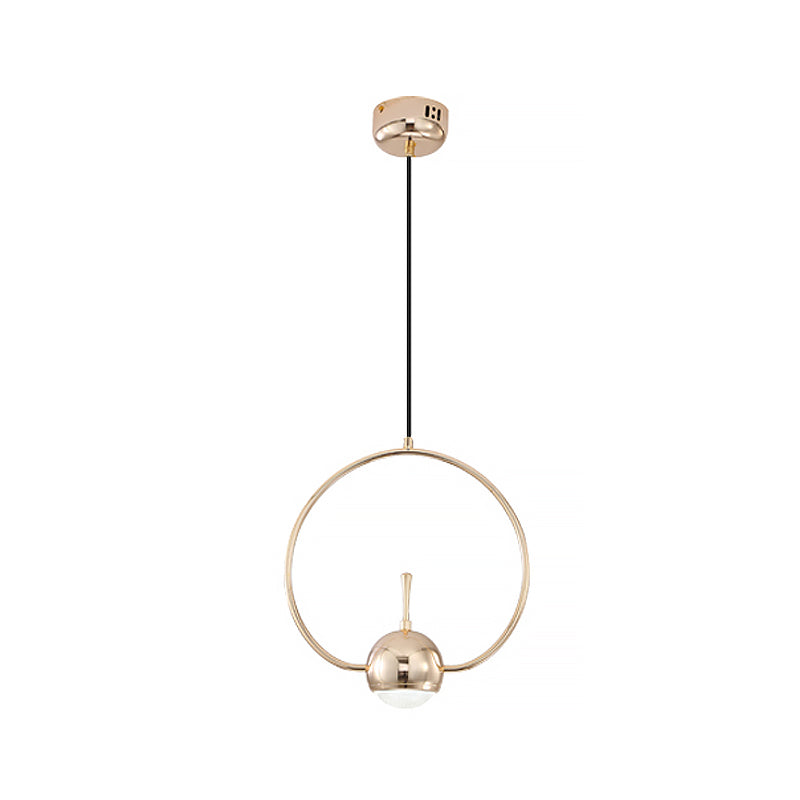 Minimalist LED Pendant Ceiling Light Rose Gold Round/Triangle/Rectangle Down Lighting with Dome Acrylic Shade