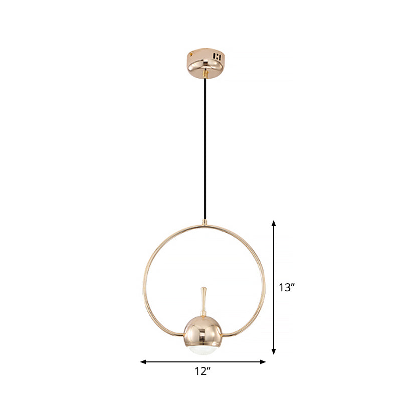 Minimalist LED Pendant Ceiling Light Rose Gold Round/Triangle/Rectangle Down Lighting with Dome Acrylic Shade
