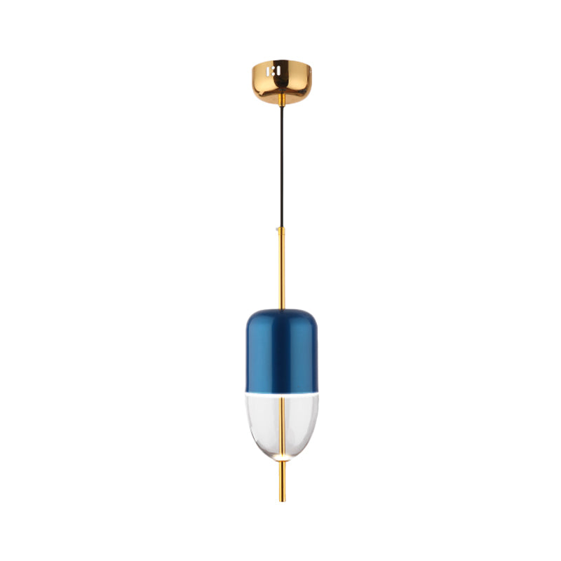 Blauwe pot hangen hanger postmodern 1-licht aluminium plafondlicht met bodem heldere glazen schaduw