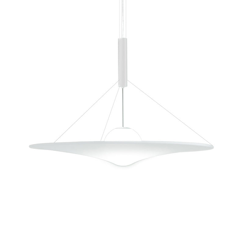 Trumpet Flared Pendant Light Fixture Designer Cream Ball Glass 1 Bulb White Suspension Light