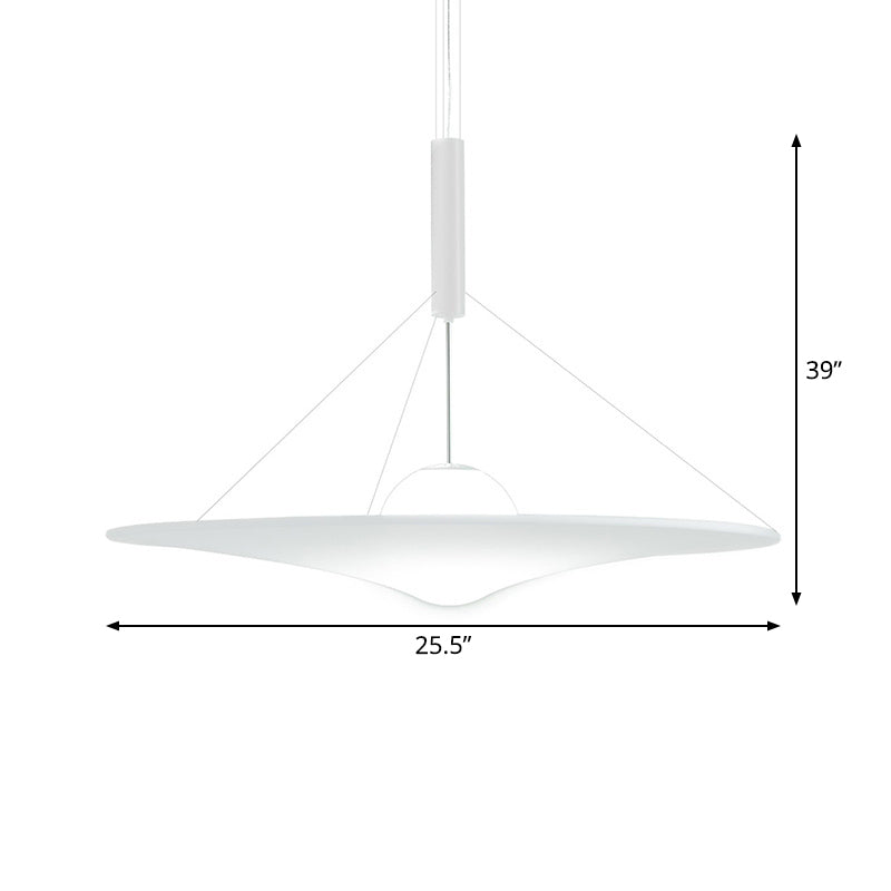 Trumpet Flared Pendant Light Fixture Designer Cream Ball Glass 1 Bulb White Suspension Light