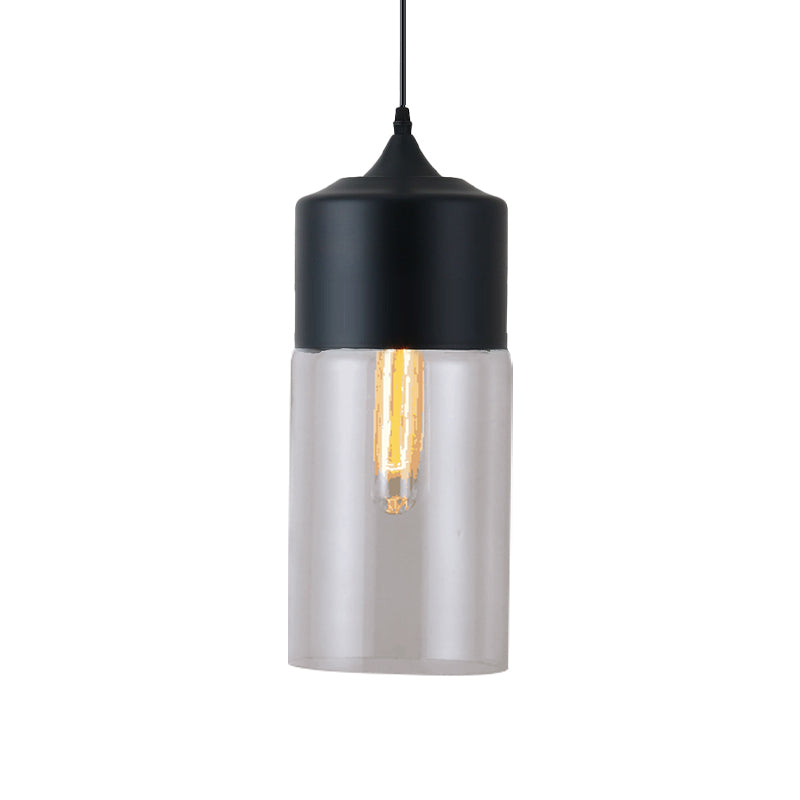 1 lichte restaurant Down Lighting Moderne zwarte hanglamp met pot heldere glazen schaduw
