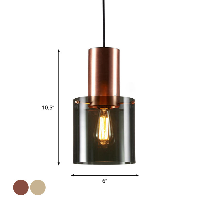 Rose Gold/Gold Bottle Pendant Lamp Modern Style 1-Bulb Smoky Grey Glass Ceiling Hang Light for Kitchen Bar
