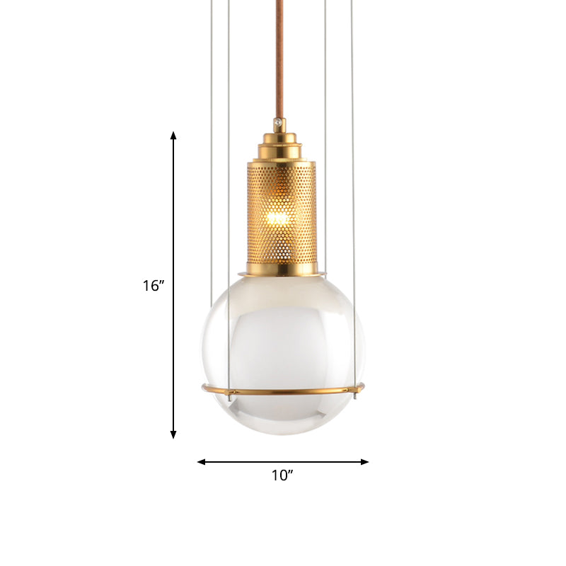Kugel anheitige Deckenleuchte postmoderne klare Glas Eins Goldhanglampe Kit mit Mesh Top