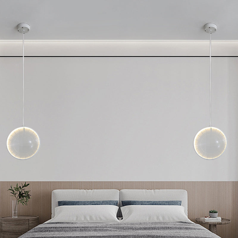 Heldere glazen lens slinger licht eenvoud 8 "/10"/12 "breed 1 lamp wit hangend hanglampje voor slaapkamer