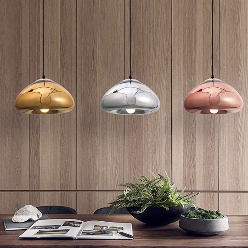 7 "/12" W doppelwalzige Anhängerbeleuchtung postmoderne Silber/Gold/Bronze -Glas 1 Glühbirne Schwarz Deckenhängung Lampe über Tisch