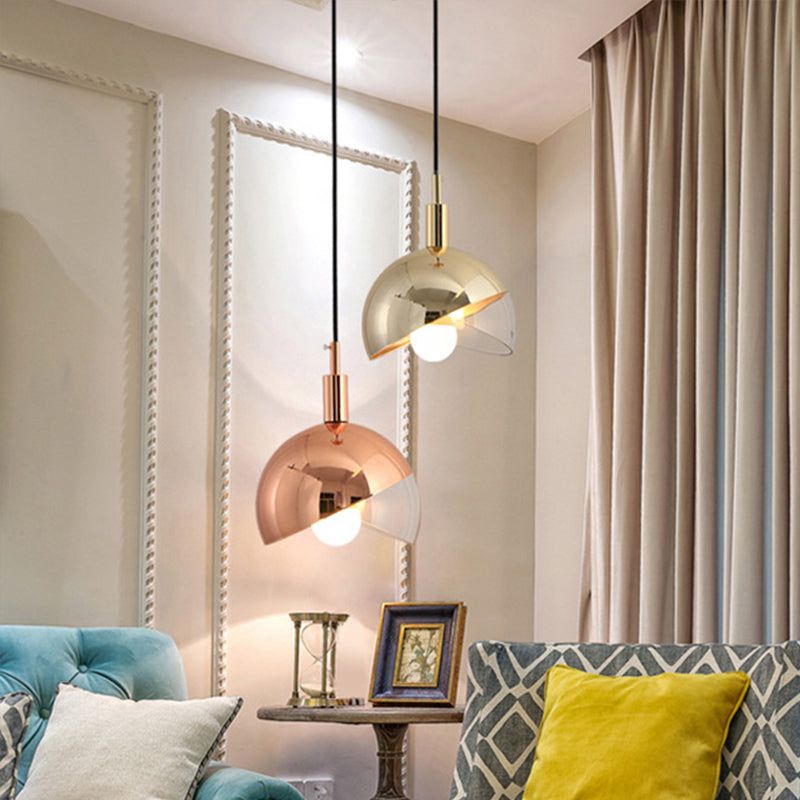 Swivel koepel tint hangend licht postmodern helder glas 1 kop eetkamer in de verlichting hanger in goud/roségoud