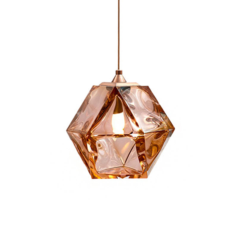 Geometrische Anhängerleuchte postmoderne Weiß/Rauchgrau/Roségoldglas 1 Leichte Esszimmer Deckenlampe