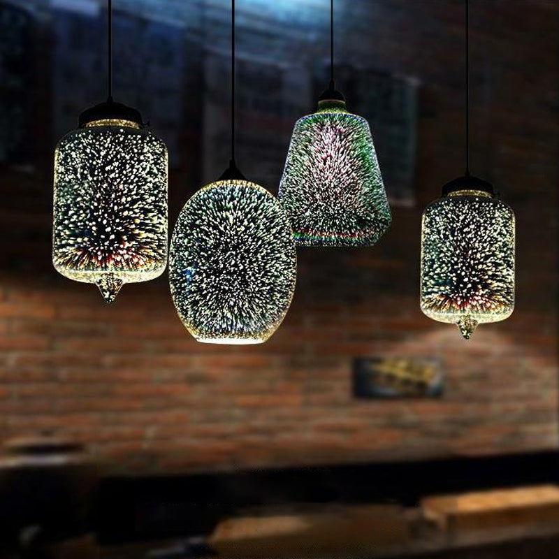 Brocca/Ellisse Snack Bar Drops Dropsant 3D Colorful Glass Colorful 1 Light Postmodern Hanging Light in Silver