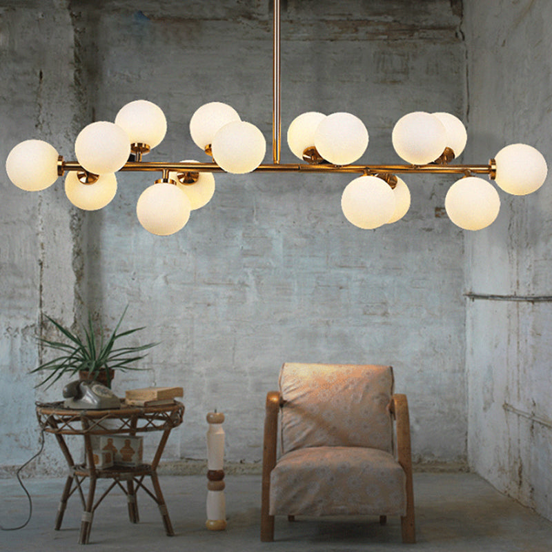 Bubbled Island Light Fixture Postmodern Opal Frosted Glass 16 Bulbs Gold Pendant Ceiling Light
