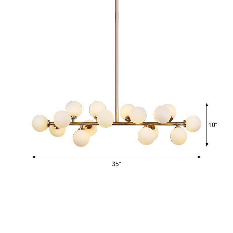 Light Isola gorgogliato Isola Postmoderna Opal Glassone glassata 16 lampadine Gold Assicatore Luce del soffitto a sospensione