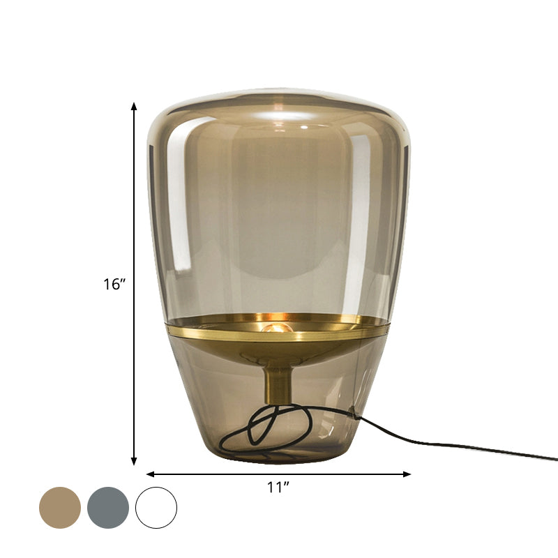 Lampada da notte triangolare in vetro trasparente/fumé/cognac, postmoderna, a 1 testa, con paralume interno per piattino, in nero/ottone