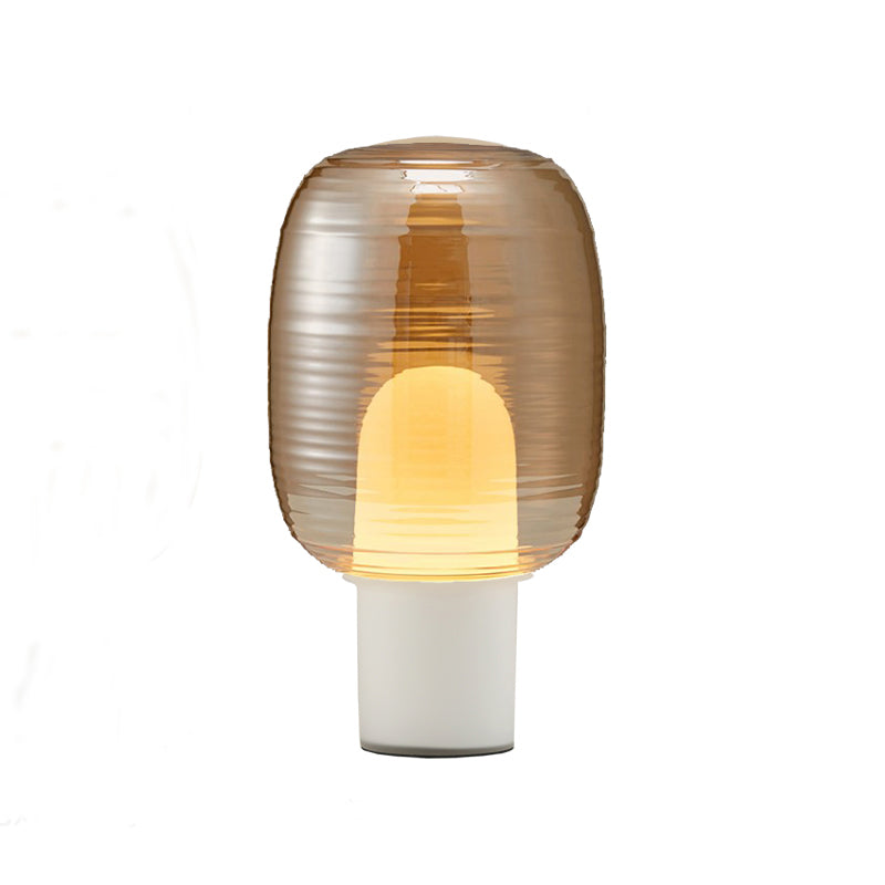 Nightstand elliptique Light Postmodern Smoke Grey / Cognac Glass 1 Head Living Room Table Lampe en noir / blanc