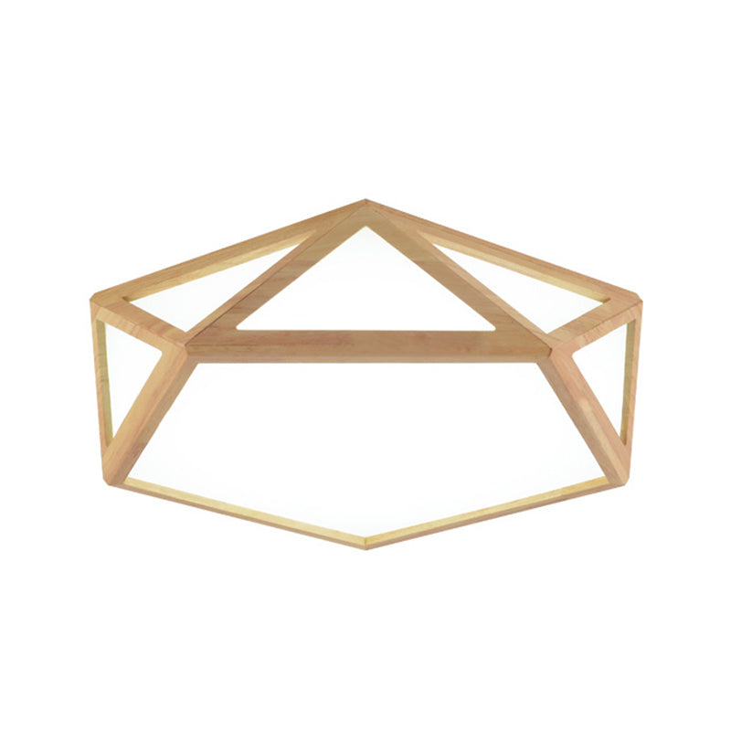 15 "/19" /27 " W Modern Pentagon Flush Mount Acryl Slaapkamer LED Plafond Flushmount Lamp in Hout, Warm/Wit Licht