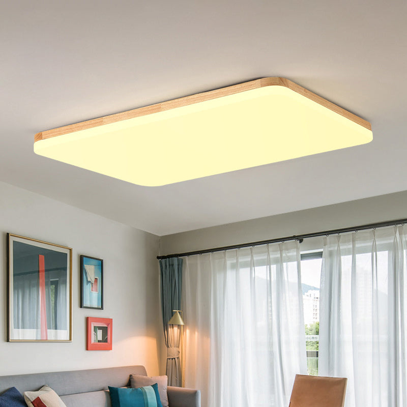 Thinnest Square/Rectangle Ceiling Light Simple Acrylic Living Room LED Flush Mounted Lamp in Beige, 13"/25"/37.5" Wide