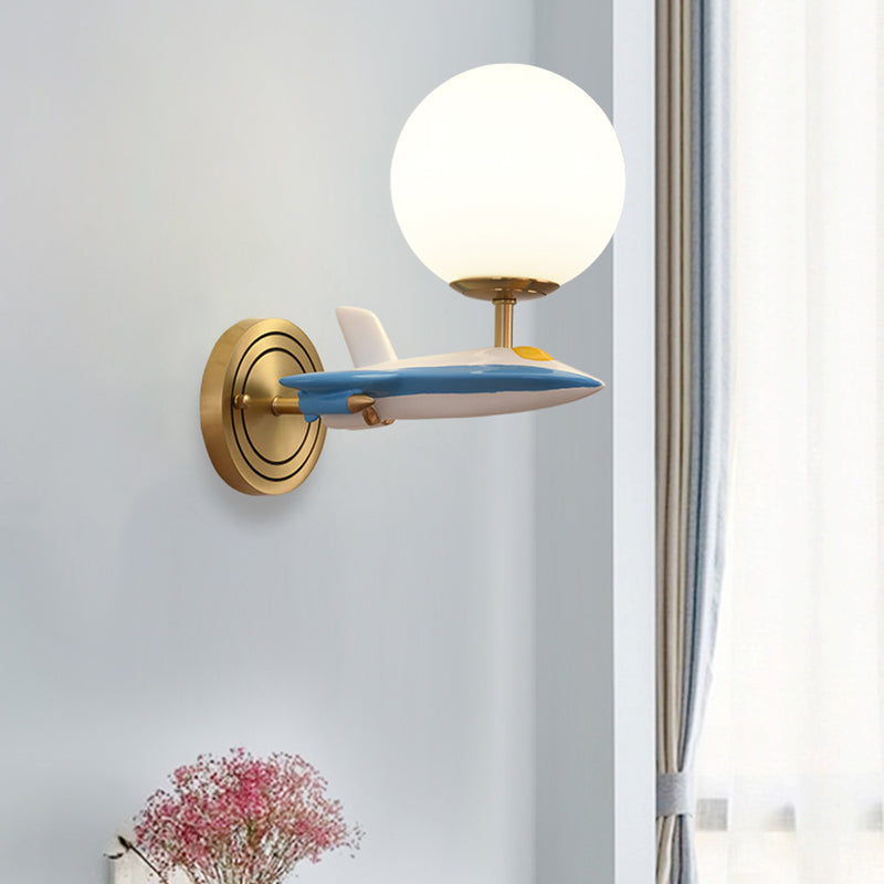 Living Room Sphere Wall Light with Airplane Glass Resin Contemporary Sconce Light