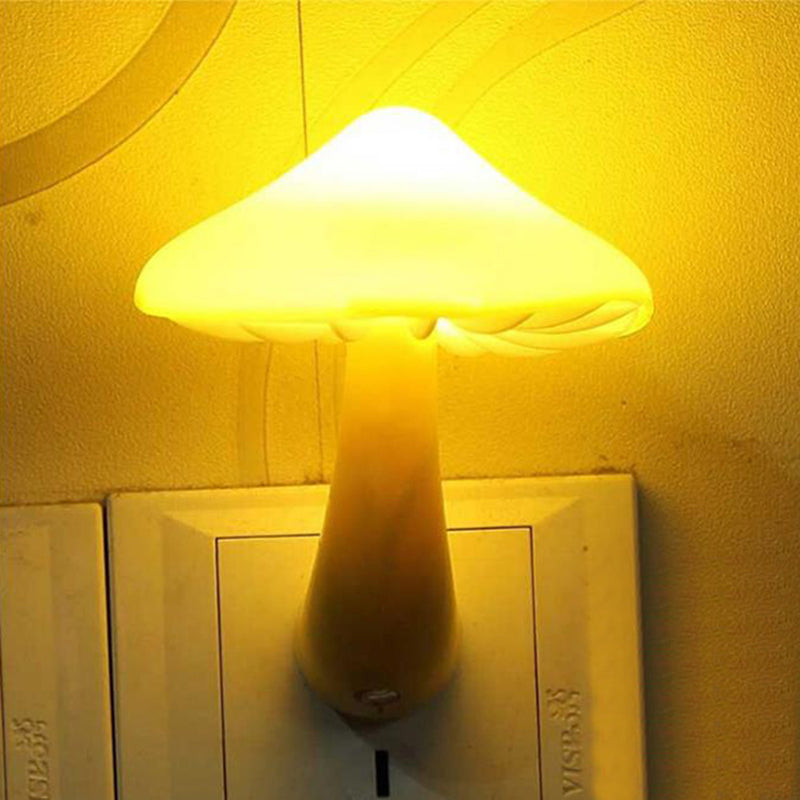 Lovely White LED Sconce Light Mushroom 1 Head Plastic Plug In Wall Lamp for Hallway