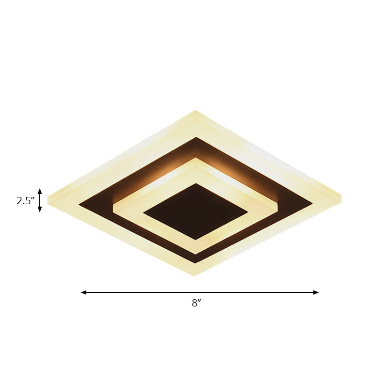 Square Shape Flush Ceiling Light Modern Stylish Acrylic Ceiling Lamp for Corridor Kitchen