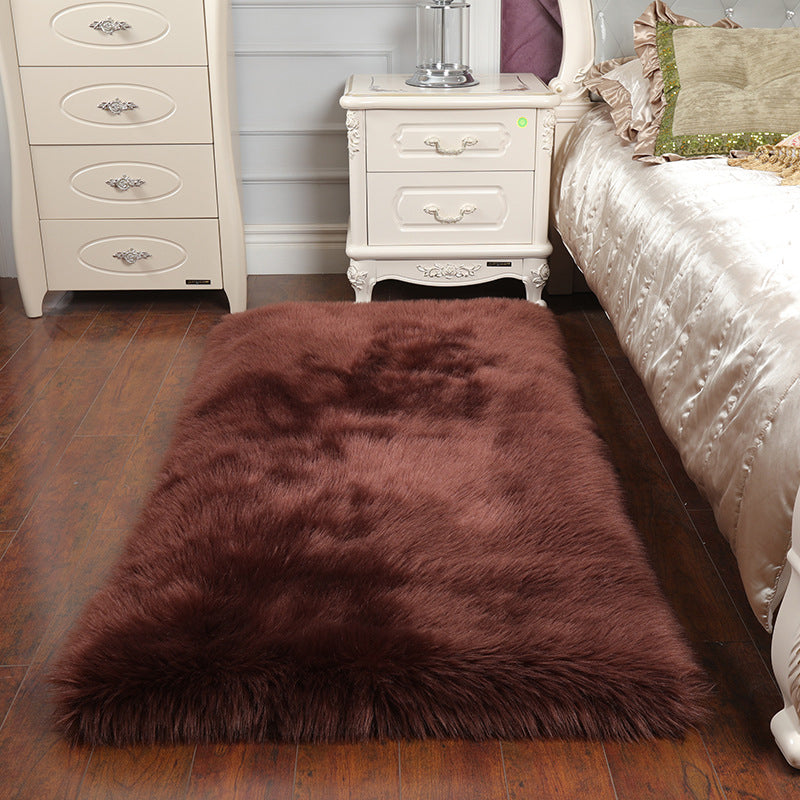 Solid Color Contemporary Rug Faux Fur Rug Washable Area Rug for Living Room